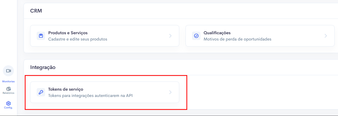 Configurações da 3C com Tokens de serviço marcado
